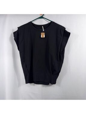42POPS Black Padded Shoulder Muscle Tee NWT Women’s Small